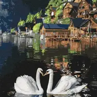 Картина по номерам "Волшебные лебеди" 30*30см KHO4199