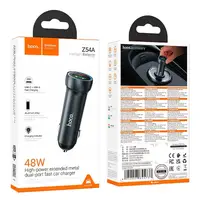 Адаптер автомобільний HOCO Prosperous dual port car charger Z54A |1USB/1Type-C, PD/QC, 48W/3A|