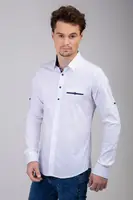 Чоловіча сорочка біла з синіми вставками Туреччина 5453 S