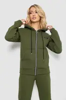 Спортивний костюм жіночий на флісі на блискавці, колір хакі, 247R1060