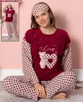 Пижама женская бордовая утепленная код П422 XL