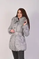 Куртка пуховик женская серая зимняя код П355 L
