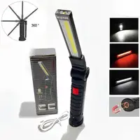 Светодиодный фонарь кемпинг W52 SMD+COB, красный+белый, магнит, крючок, кемпинговый складной фонарь