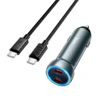 Адаптер автомобильный HOCO Prosperous (2C) car charger Z54B (Type-C to Type-C set) |2Type-C, PD/QC, 60W/3A|