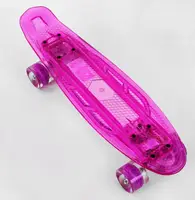 Скейт Пенни борд Best Board прозрачная дека со светом, колёса PU со светом, зарядка USB. Violet (04504)