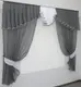 Кухонный комплект (200х170см.) шторки с ламбрекеном и подхватами. Цвет графитовый с белым. Код 103к 50-875