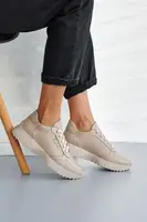 Жіночі кросівки шкіряні весняно-осінні бежеві Udg 2323/125 36