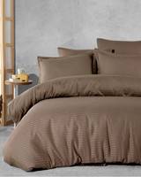 Постельное Белье Страйп Сатин Турция Bella Home Kahve 200х220см