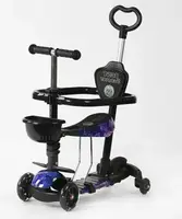 Самокат Best Scooter 5 в 1 защитный бампер, PU колеса со светом. Black (130219)