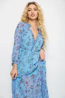 Сукня шифонова на підкладці, колір джинс, 230R041