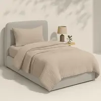 Подростковое постельное белье муслин с простыней на резинке BEIGE CS1