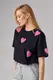 Женская футболка oversize с сердечками - черный цвет, S