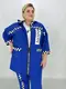Свободный прогулочный костюм тройка." Королева " Blue & White   удлиненная кофта   штаны   футболка 66-68