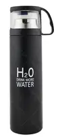 Термос H2O 500 мл с чашкой металлический 4784 черный