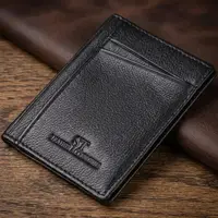Чоловічий гаманець для карток із натуральної шкіри ST Leather 23091 Чорний