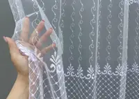 Тюль фатин з вишивкою. Колір холодний білий. Код 1731т