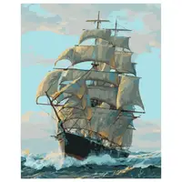 Картина по номерам Strateg ПРЕМИУМ Корабль с лаком размером 40х50 см VA-0038