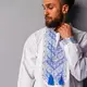 Вышиванка Moderika Назар белая с серо-синим орнаментом