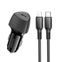 Адаптер автомобильный BOROFONE Solid single-port PD30W car charger C to Lightning set BZ31B |1Type-C, 30W/3A, PD/QC|