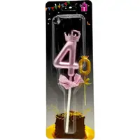 Свеча-цифра 4 с короной (ФИОЛЕТОВЫЙ) 14 см