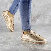 Женские стильные кроссовки Fashion Freddy 1011 37 размер 22,5 см Золотистый
