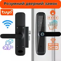 Умный дверной замок с Wi-Fi кодовый, KHS-H003 с ключ-картой и отпечатком пальца, черный