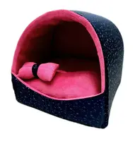 Будка для кошек собак Марсель  плюш синий №2 425х375х375