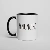 Кружка "#Mumlife", Черный, английский, Деревянная подарочная коробка с гравировкой, 330 мл