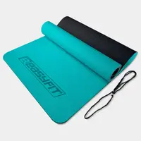 Коврик для йоги и фитнеса EasyFit TPE+TC 6 мм двухслойный мятный-черный