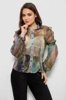 Блуза женская с принтом шифоновая, цвет разноцвет , 230R1503-1