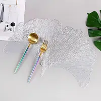 Сервировочная салфетка фигурная под горячее, коврик сервировочный серебристый набор 2 шт, в виде листа гинкго