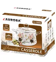 Каструля емальована з кришкою Aurora 5552AU