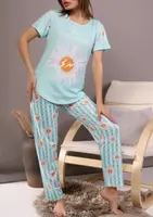 Пижама женская мятная футболка и брюки П869 L