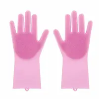 Хозяйственные силиконовые перчатки для уборки и мытья посуды Magic Silicone Gloves Розовый