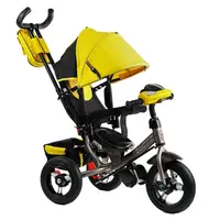 Велосипед 3-х колесный детский "Best Trike" надувные колеса, фара, с USB, пульт. Black and Yellow (125067)