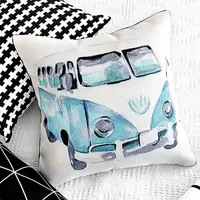 Подушка з мішковини Volkswagen хиппимобиль 45x45 см (45PHB_JOY009)