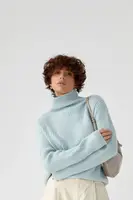 В'язаний гольф у рубчик - блакитний цвет, ONE SIZE
