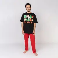 Мужская пижама с новогодним принтом Holly Jolly