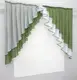 Кухонный (150х125см.) комплект на карниз 1,5м. Цвет оливковый с белым. Код 00к 59-770