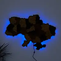 Карта України настінна середня 3D об'ємна з синьою підсвіткою (220В) в коробці 92.5*64.6 см Гранд Презент 12СС