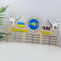 Держатель для медалей Тхэквондо, деревянная именная медальница с логотипом клуба