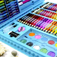 Набор для рисования Lesko Super Mega Art Set 168 предметов Blue Карандаши Краски Мелки Бумага Футляр