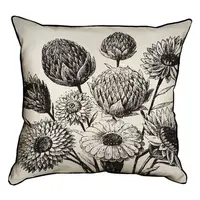 Подушка с мешковины Монохромные цветы 45x45 см (45PHB_FLORA003)