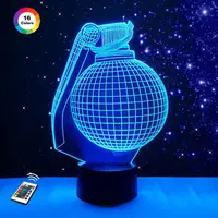 3D ночник "Граната" (УВЕЛИЧЕННОЕ ИЗОБРАЖЕНИЕ)+ пульт ДУ+ батарейки (3ААА)  3DTOYSLAMP