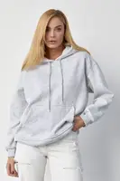 Утеплене жіноче худі з кишенею-кенгуру - світло-сірий цвет, M