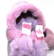 Зимние сиреневые закрытые тапочки бурки с бубонами розовый.
