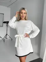 Теплое платье AO095 Молочное Oversize XL-3XL