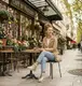 Осенние женские бежевые ботинки на флисе беж