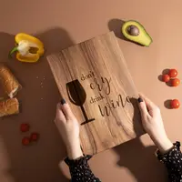 Дошка обробна S "Don't cry, drink wine" з горіха, англійська