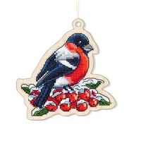 Новогодняя игрушка подвес на елку -  Снегирь FNGi-003 [Вид товара: Заготовка для вышивки на фанере]